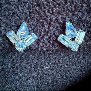 Vintage BlueRhinestone Screw back Earrings